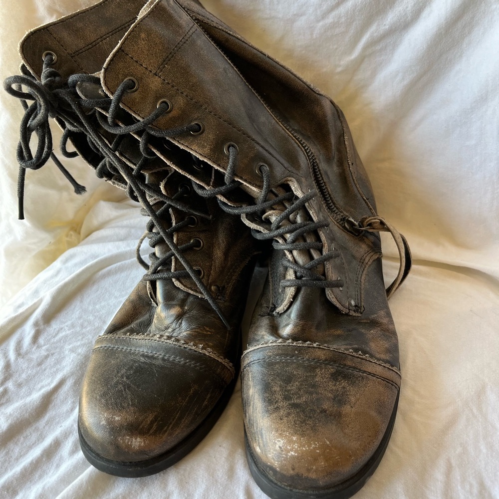 Aldo Brown Lace Up Boots Rugged Style